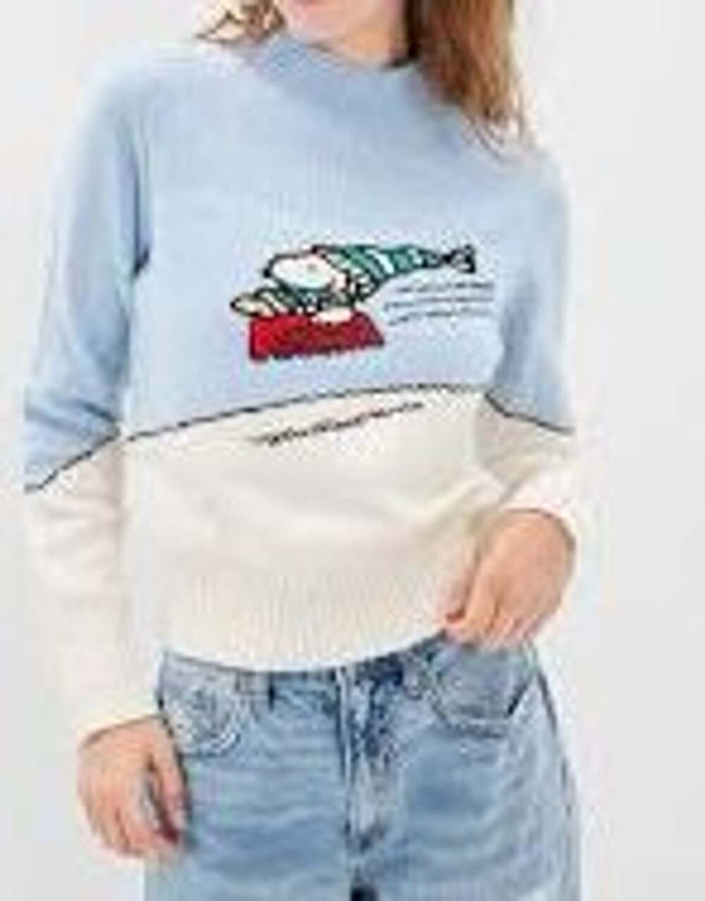 American Eagle Outfitters Blue Snoopy Peanuts Mock Neck Sweater XL Y2K